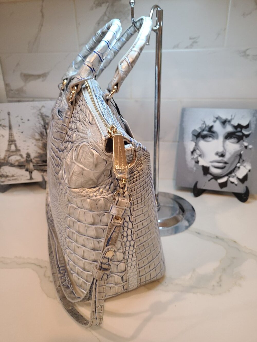 Brahmin NWT Large Duxbury Eggshell Melbourne Leather NWT - Picture 5 of 12
